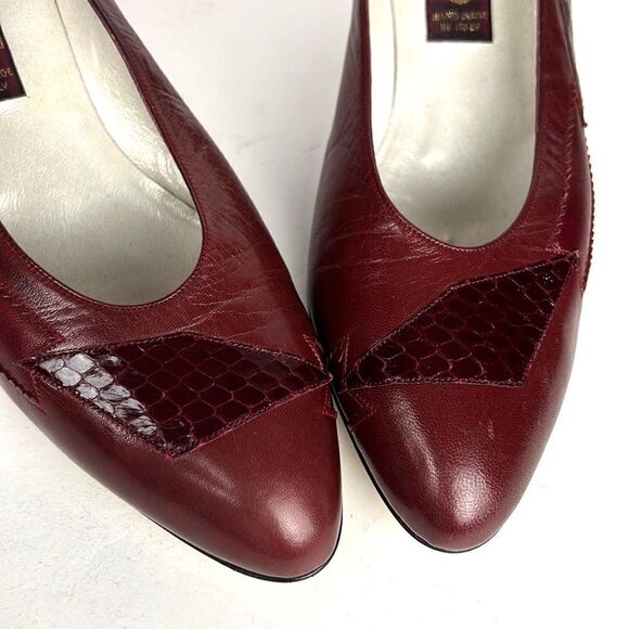 NWOB GALO Italy Classic Leather Burgundy Heels Pumps Shoes size 39 1/2 US 8,5 - Picture 9 of 15
